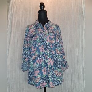 Intro. Multicolor Floral Button-Down Shirt